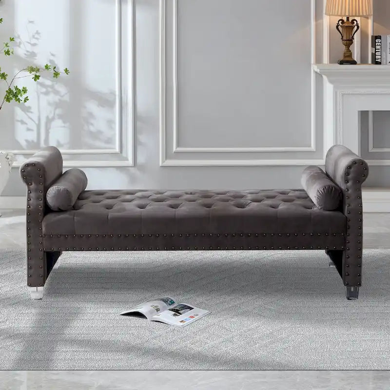 Tiffiany Luxury Tufted Velvet Upholstered Extra Long Bed Bench