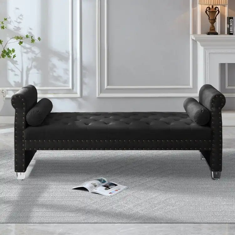 Tiffiany Luxury Tufted Velvet Upholstered Extra Long Bed Bench