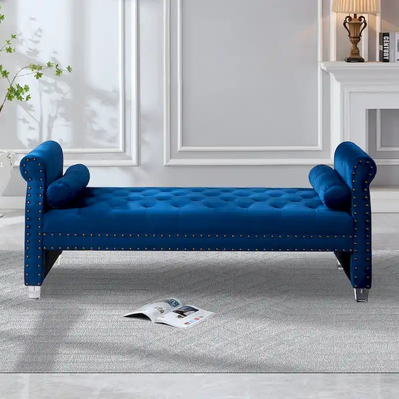 Tiffiany Luxury Tufted Velvet Upholstered Extra Long Bed Bench