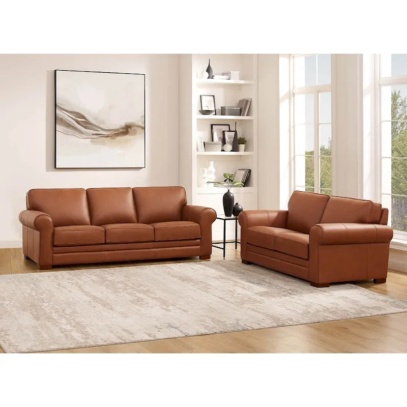 Set Divani in Pelle Fiore Ideline Brookfield, Divano a Tre Posti e Divano a Due Posti
