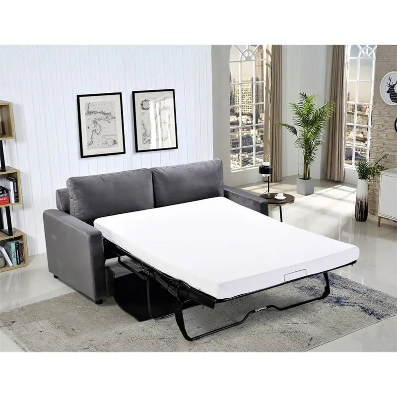 US Pride Furniture Knightsville Divano Letto 70 pollici in Velluto con Braccioli Quadrati