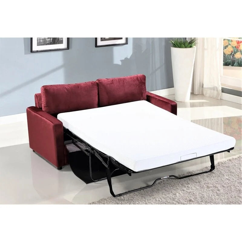 US Pride Furniture Knightsville Divano Letto 70 pollici in Velluto con Braccioli Quadrati