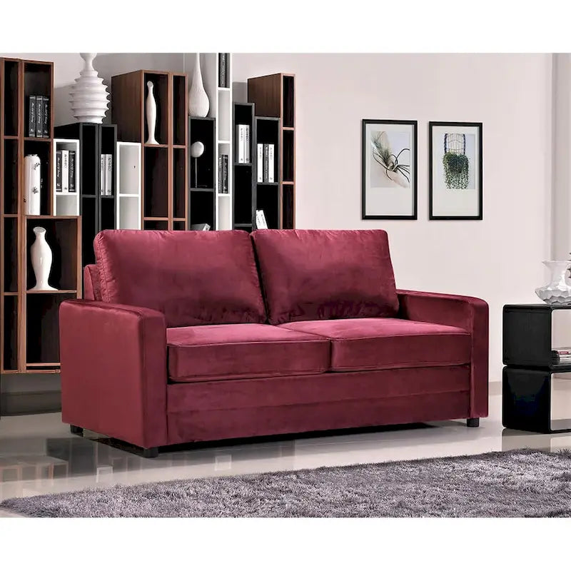 US Pride Furniture Knightsville Divano Letto 70 pollici in Velluto con Braccioli Quadrati