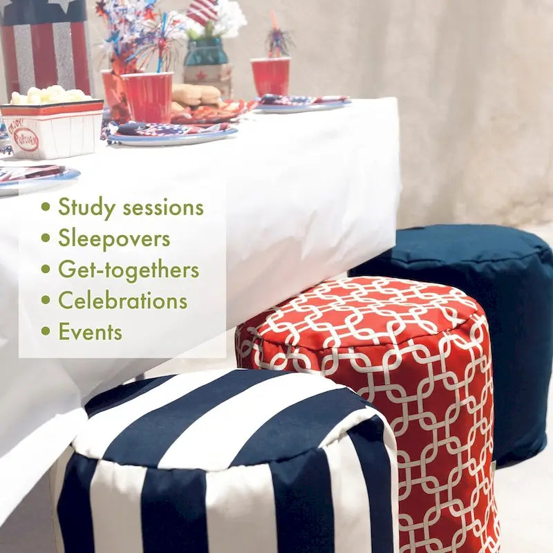 Majestic Home Goods Ikat Dot Indoor / Outdoor Ottoman Pouf 16 L x 16 W x 17 H