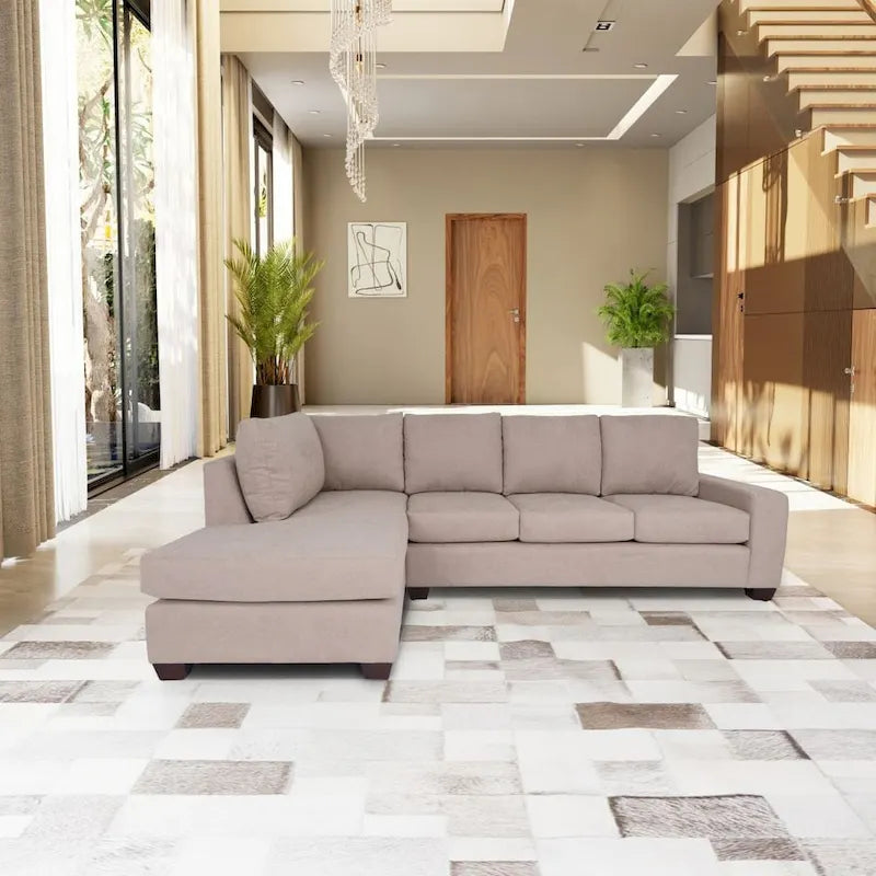 Coast to Coast Sofas Contemporary L Shaped Sectional Sofa Polyester Nylon Solid Wood Frame Upholstered