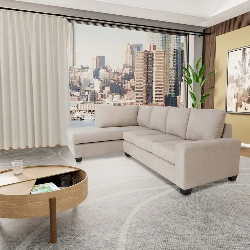 Coast to Coast Sofas Divano Sezionale a L Contemporaneo Poliestere Nylon Massello di Legno Tappezzato
