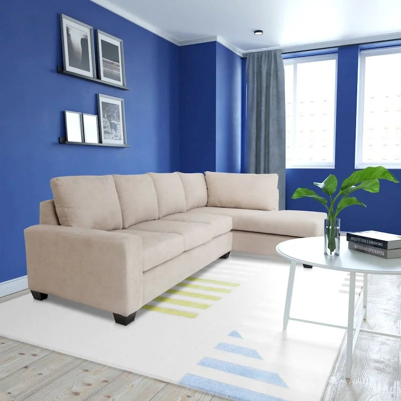 Coast to Coast Sofas Divano Sezionale a L Contemporaneo Poliestere Nylon Massello di Legno Tappezzato