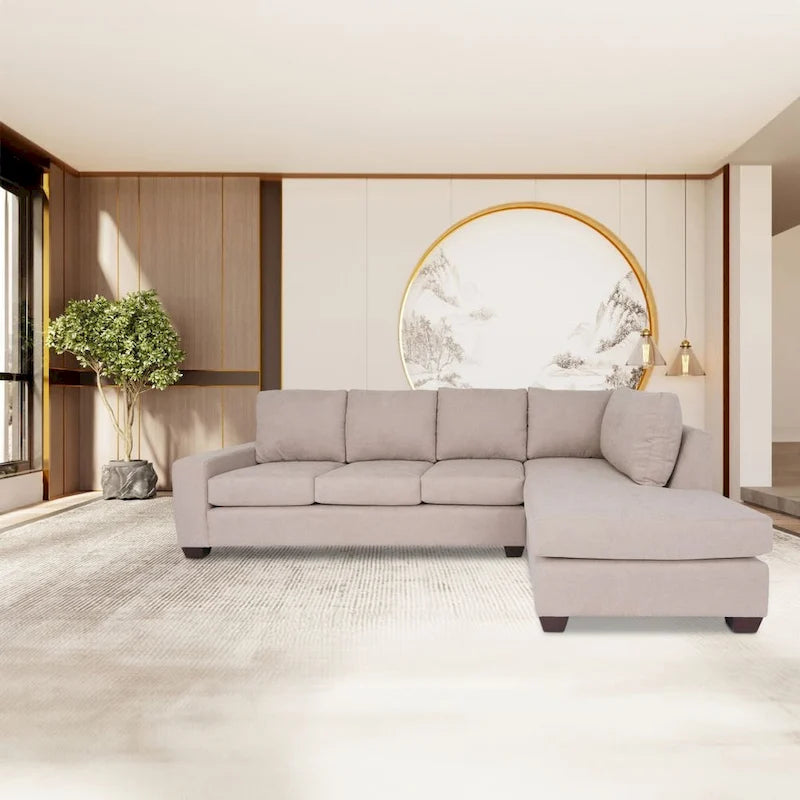 Coast to Coast Sofas Divano Sezionale a L Contemporaneo Poliestere Nylon Massello di Legno Tappezzato