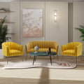 SEYNAR Modern Velvet Upholstered 3 Piece Living Room Set with Golden Legs