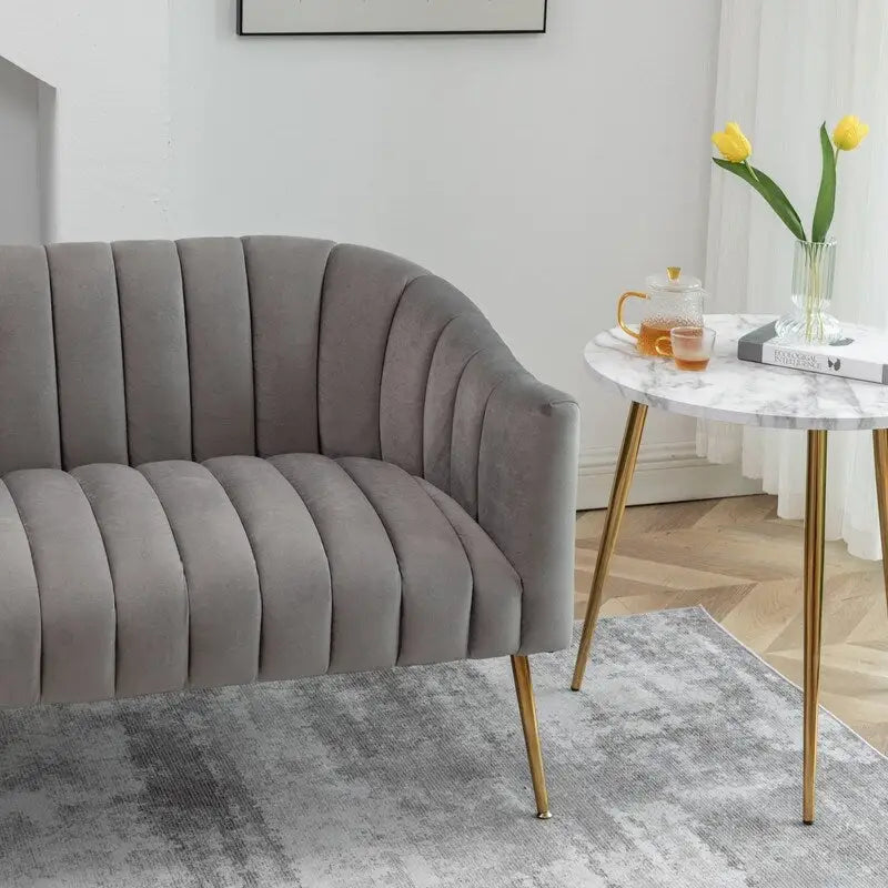 SEYNAR Modern Velvet Upholstered 3 Piece Living Room Set with Golden Legs