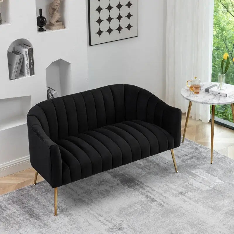 SEYNAR Modern Velvet Upholstered 3 Piece Living Room Set with Golden Legs