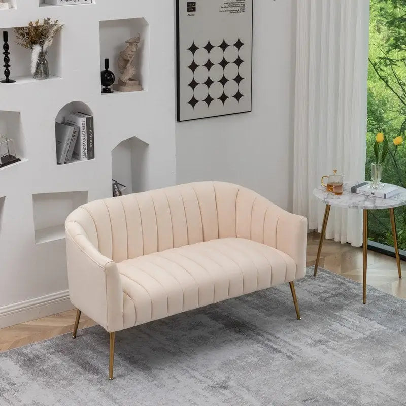 SEYNAR Modern Velvet Upholstered 3 Piece Living Room Set with Golden Legs
