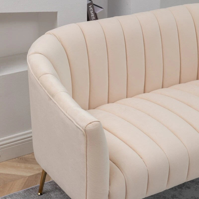 SEYNAR Modern Velvet Upholstered 3 Piece Living Room Set with Golden Legs
