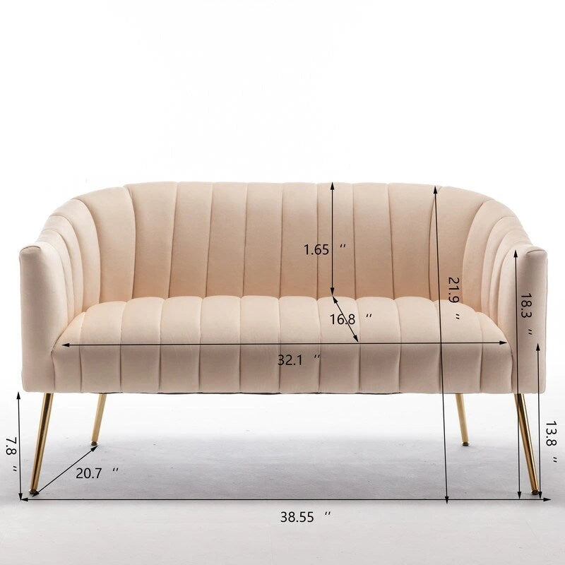 SEYNAR Modern Velvet Upholstered 3 Piece Living Room Set with Golden Legs