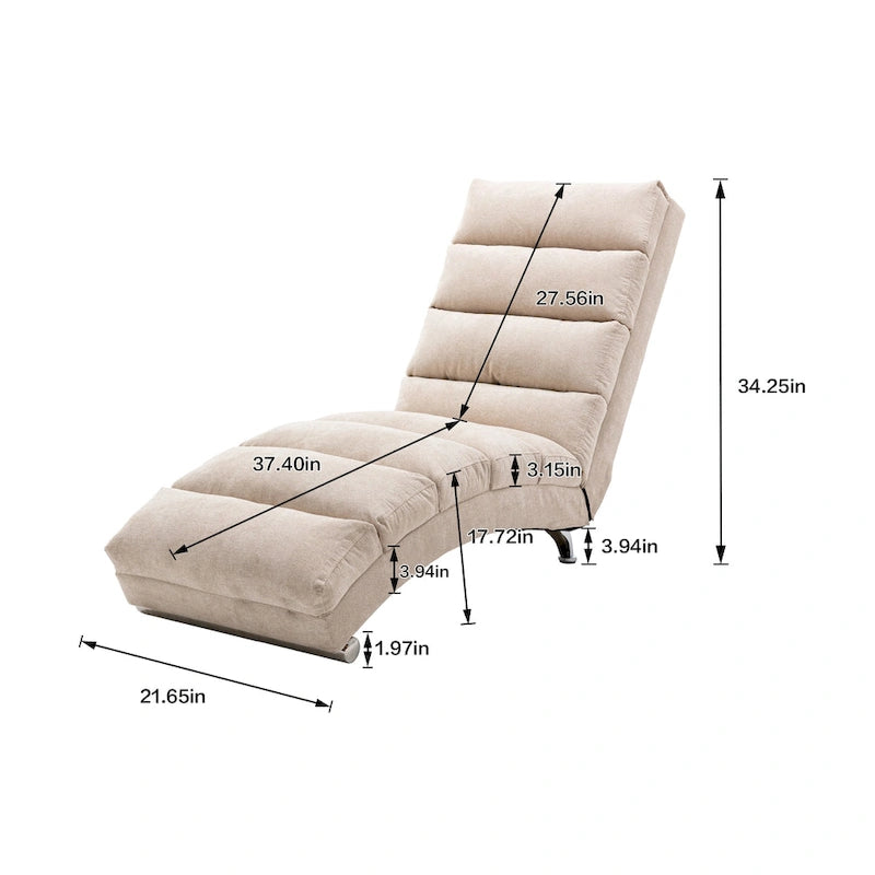 Chaise longue in lino per interni