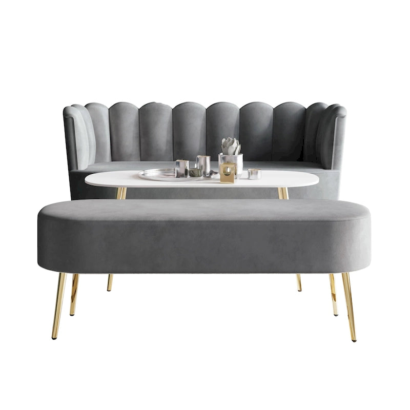CraftPorch Set salotto di lusso 3 pezzi imbottito in velluto