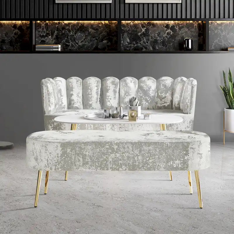 CraftPorch Set salotto di lusso 3 pezzi imbottito in velluto