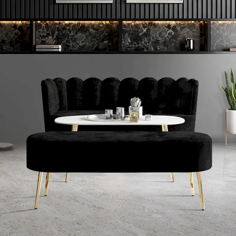 CraftPorch Set salotto di lusso 3 pezzi imbottito in velluto