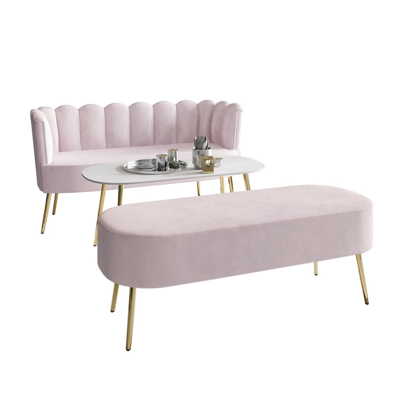 CraftPorch Set salotto di lusso 3 pezzi imbottito in velluto