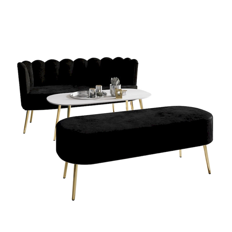 CraftPorch Set salotto di lusso 3 pezzi imbottito in velluto