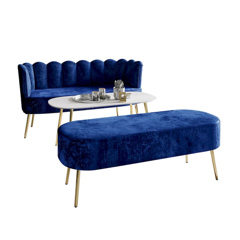 CraftPorch Set salotto di lusso 3 pezzi imbottito in velluto