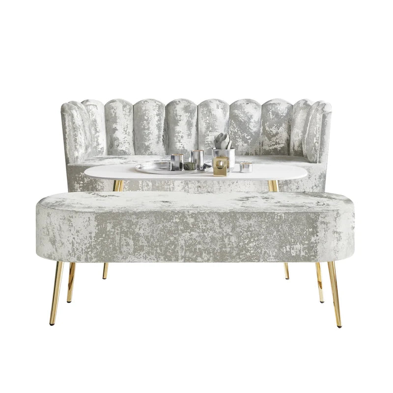 CraftPorch Set salotto di lusso 3 pezzi imbottito in velluto