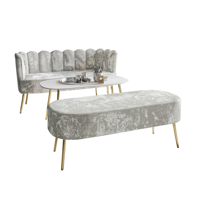 CraftPorch Set salotto di lusso 3 pezzi imbottito in velluto