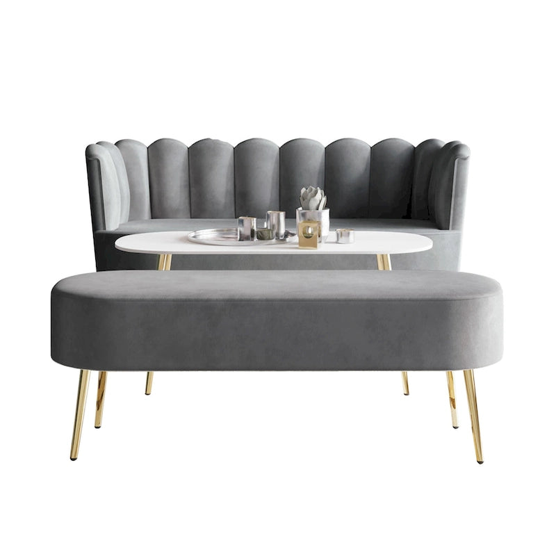 CraftPorch Set salotto di lusso 3 pezzi imbottito in velluto