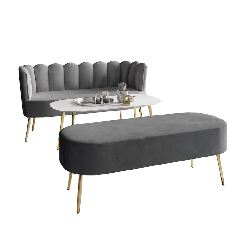 CraftPorch Set salotto di lusso 3 pezzi imbottito in velluto