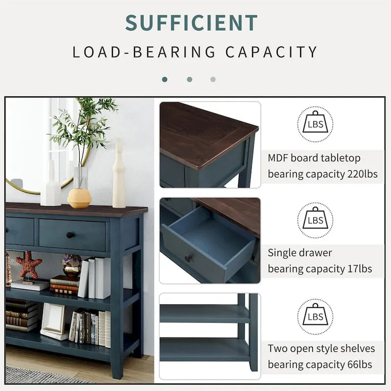 Merax Retro Design Console Table with3 Top Drawers