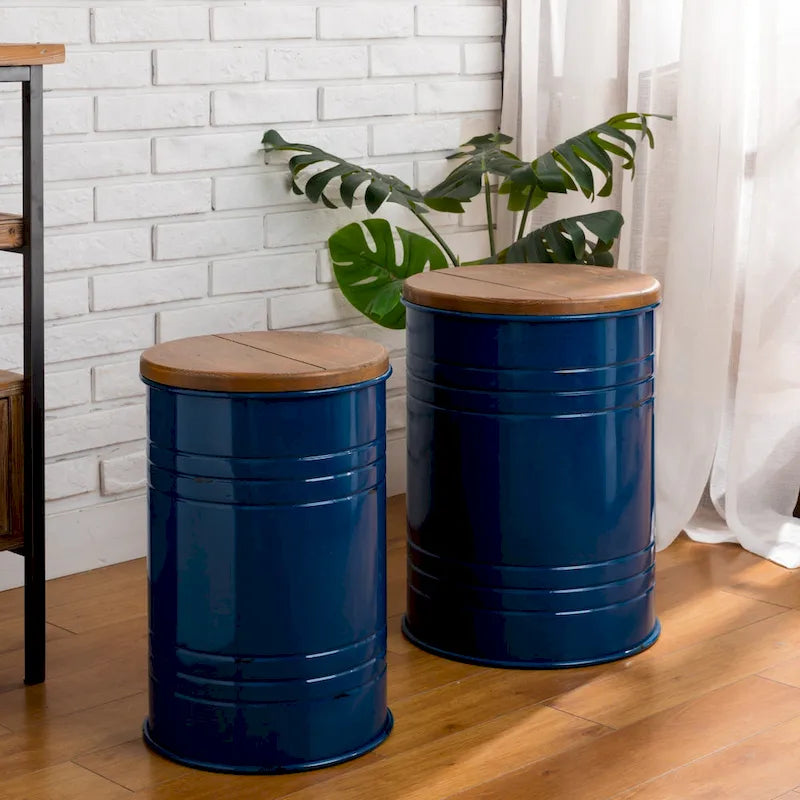 Glitzhome Set of 2 19 H Farmhouse End Table Storage Ottoman