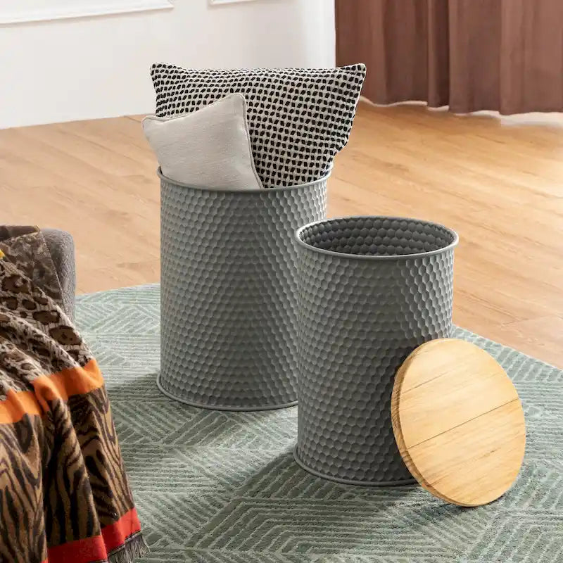 Glitzhome Set of 2 19 H Farmhouse End Table Storage Ottoman