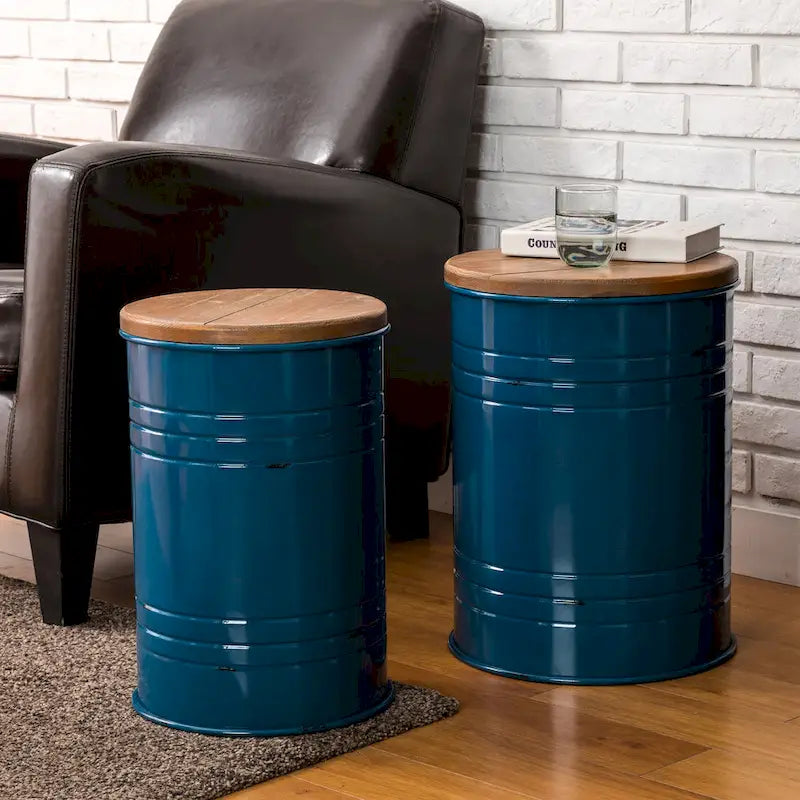 Glitzhome Set of 2 19 H Farmhouse End Table Storage Ottoman