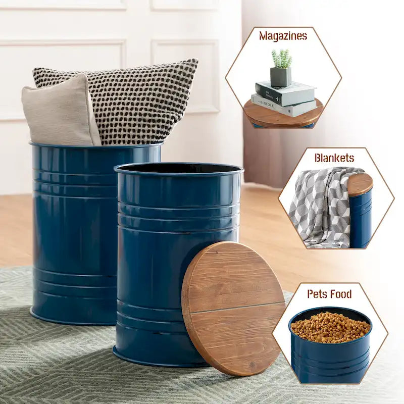 Glitzhome Set of 2 19 H Farmhouse End Table Storage Ottoman