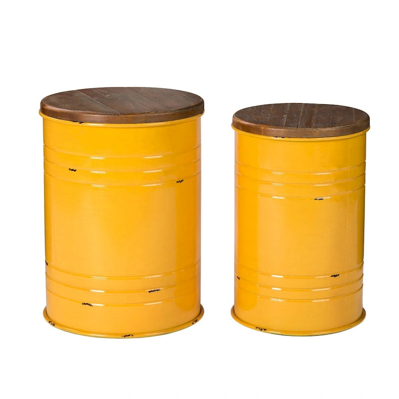 Glitzhome Set of 2 19 H Farmhouse End Table Storage Ottoman