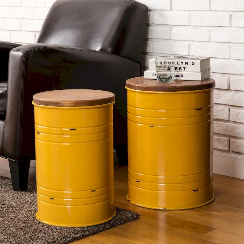 Glitzhome Set of 2 19 H Farmhouse End Table Storage Ottoman