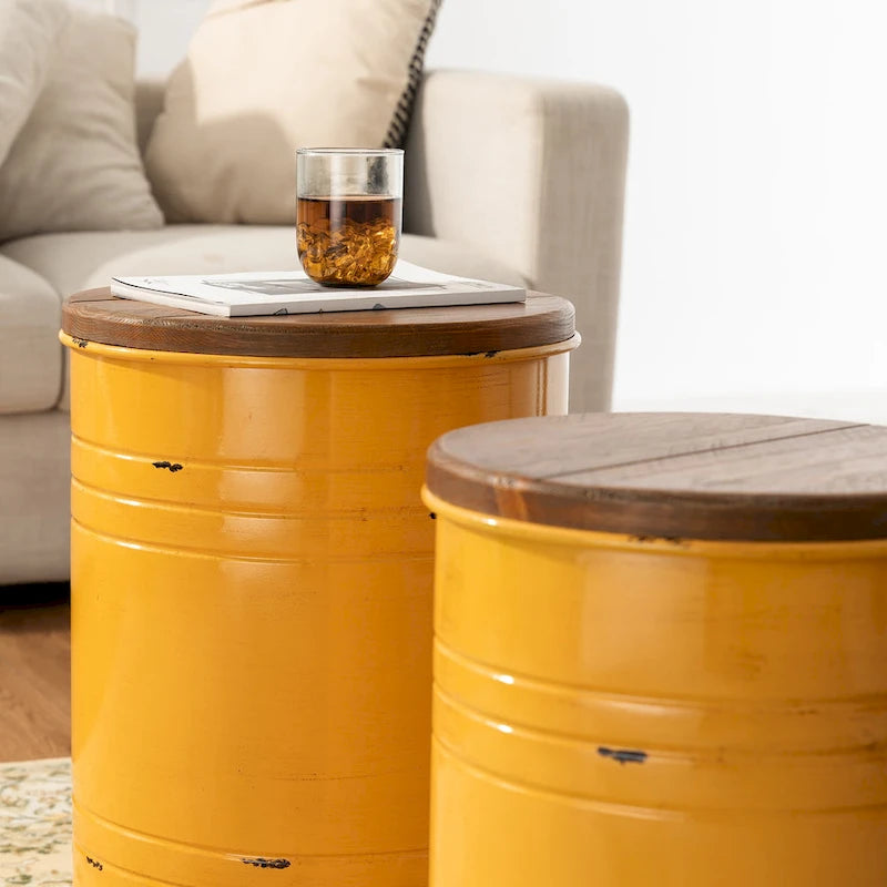 Glitzhome Set of 2 19 H Farmhouse End Table Storage Ottoman