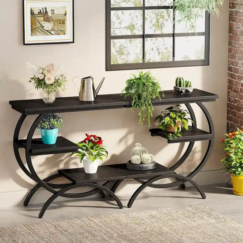 Industrial 3-Tier Small Side Table for Couch