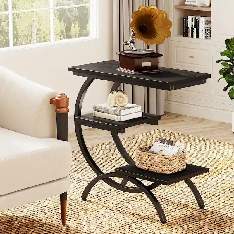 Industrial 3-Tier Small Side Table for Couch
