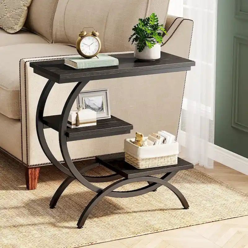 Industrial 3-Tier Small Side Table for Couch