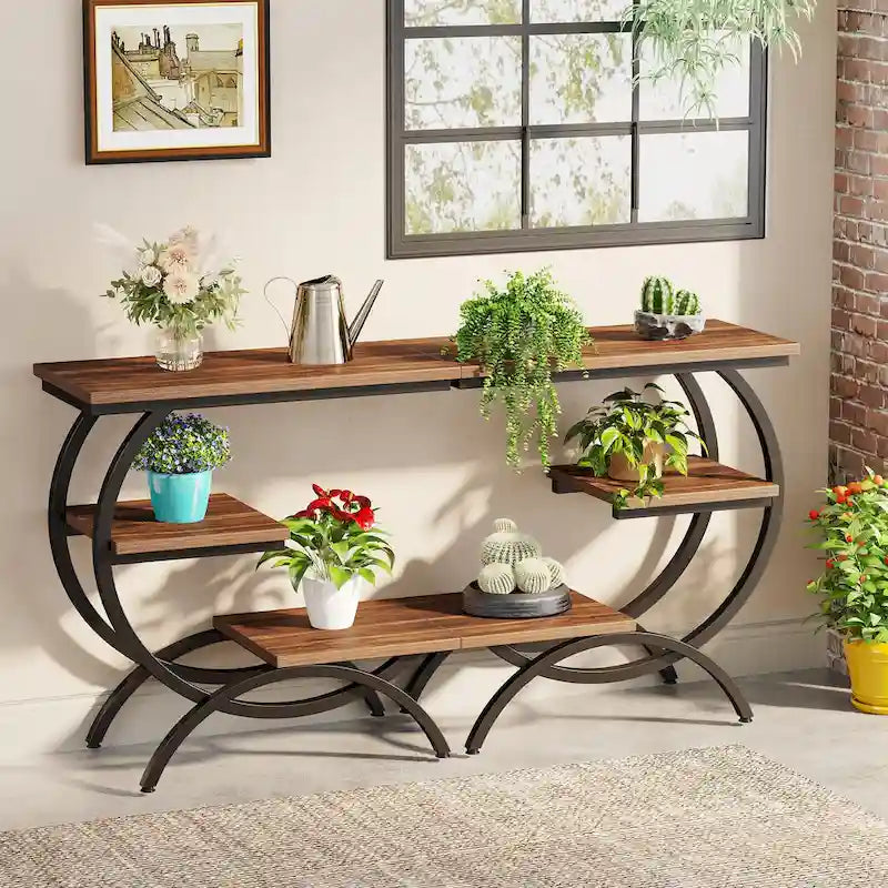 Industrial 3-Tier Small Side Table for Couch