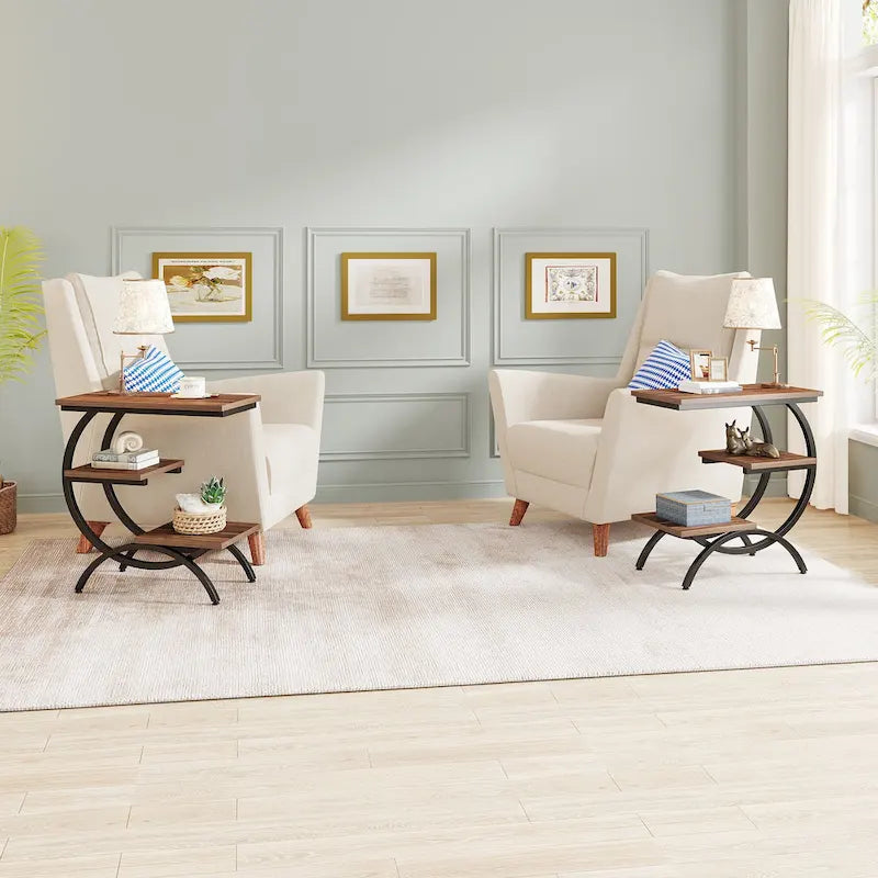 Industrial 3-Tier Small Side Table for Couch