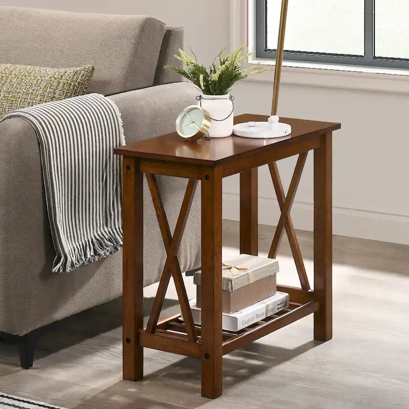 Joya Farmhouse 12-inch Faux Marble 1-Shelf Side Table by Furniture of America