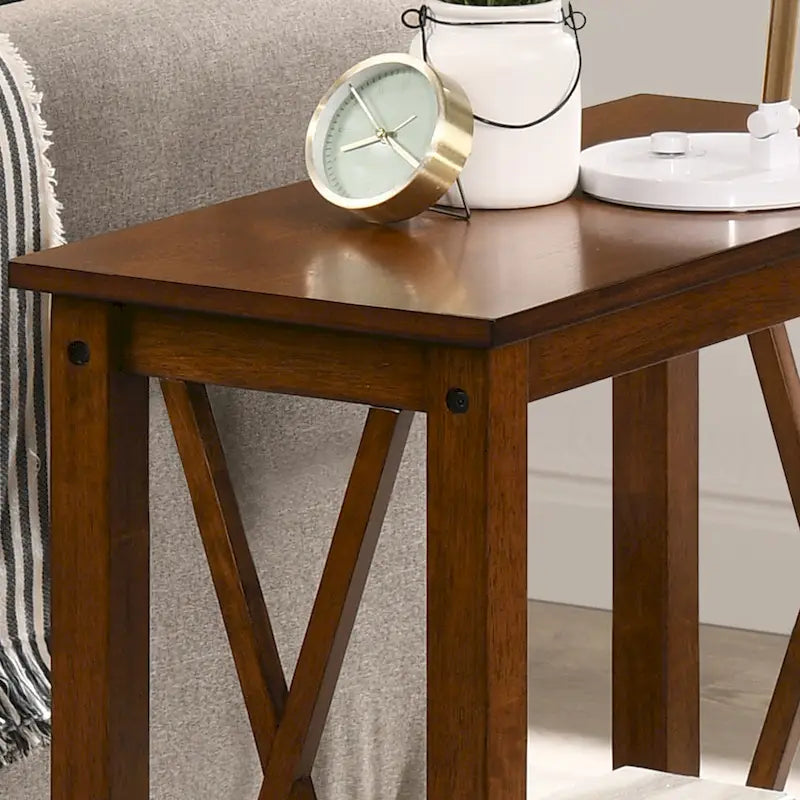 Joya Farmhouse 12-inch Faux Marble 1-Shelf Side Table by Furniture of America