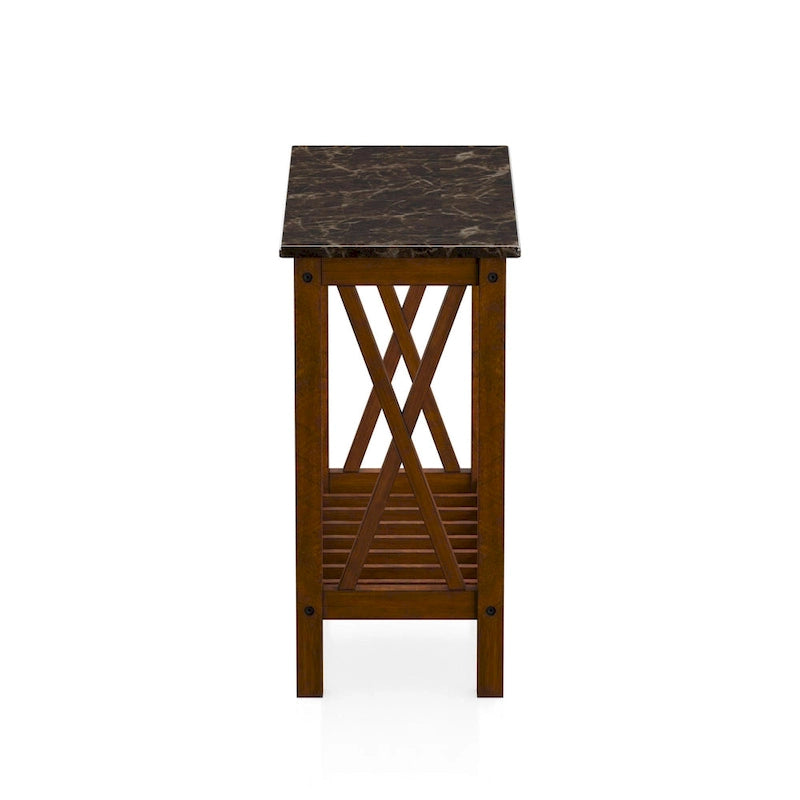 Joya Farmhouse 12-inch Faux Marble 1-Shelf Side Table by Furniture of America