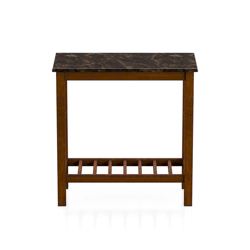 Joya Farmhouse 12-inch Faux Marble 1-Shelf Side Table by Furniture of America