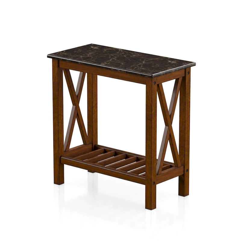 Joya Farmhouse 12-inch Faux Marble 1-Shelf Side Table by Furniture of America
