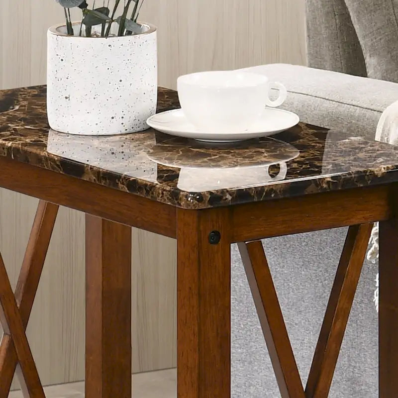 Joya Farmhouse 12-inch Faux Marble 1-Shelf Side Table by Furniture of America