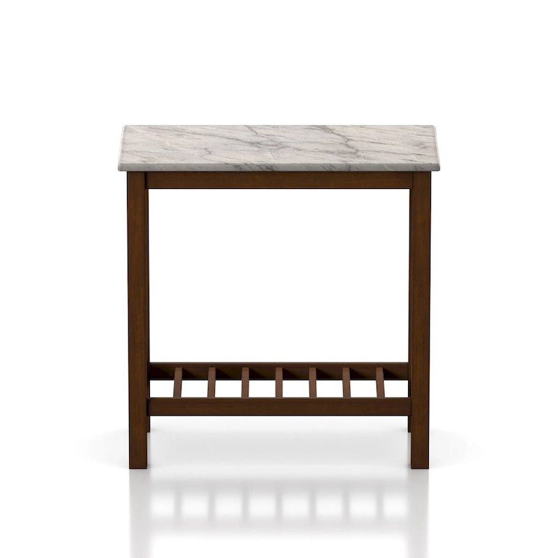Joya Farmhouse 12-inch Faux Marble 1-Shelf Side Table by Furniture of America