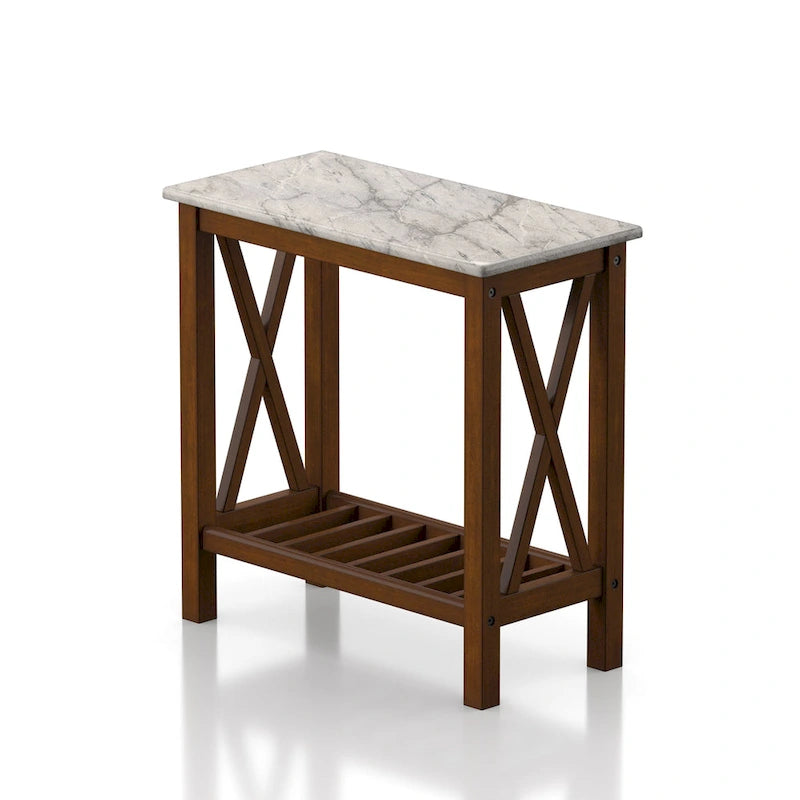 Joya Farmhouse 12-inch Faux Marble 1-Shelf Side Table by Furniture of America